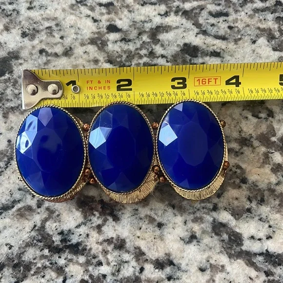 Stunning Cobalt Blue and Gold Beaded Necklace‎ and Bracelet set - Picture 5 of 7